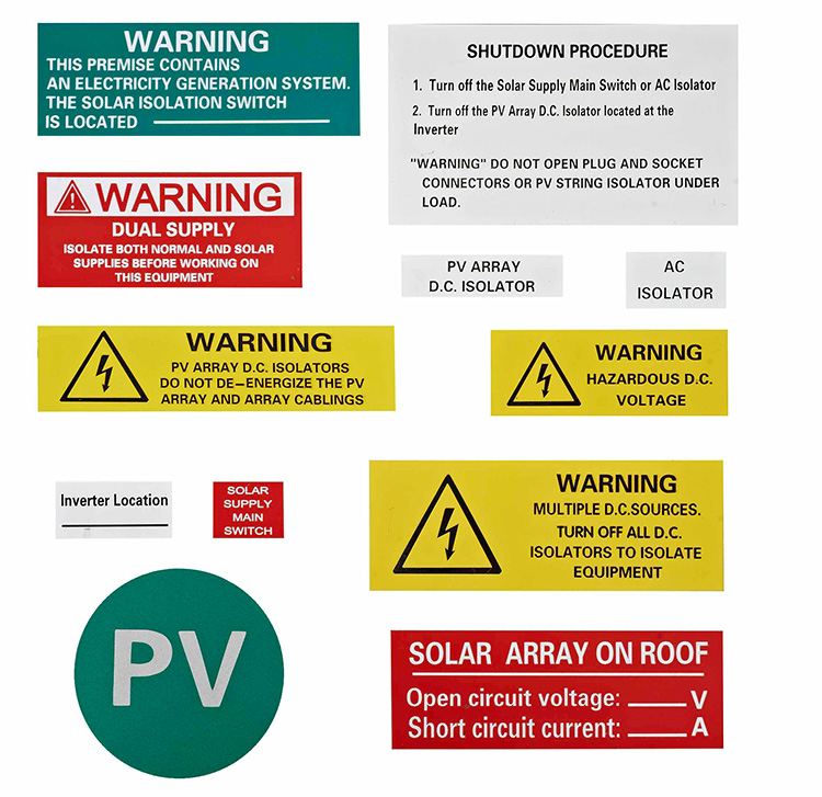 Figyelmeztető címkék Pv rendszerhez